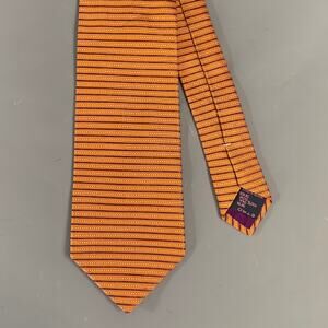 ETRO Orange Purple Mixed Pattern Silk Tie